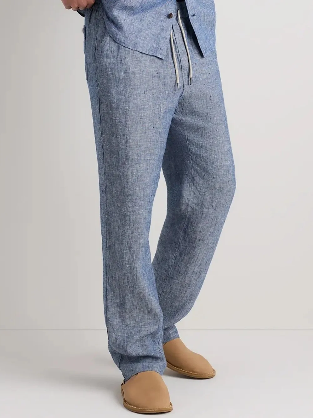 Quince Men's Light Blue Relaxed Linen Drawstring Pants